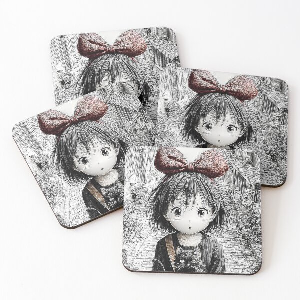 Item preview, Cute kawaii art girl [[kiki's]] -%[ghiblis]%- cat aways on street designed and sold by Wdanti.