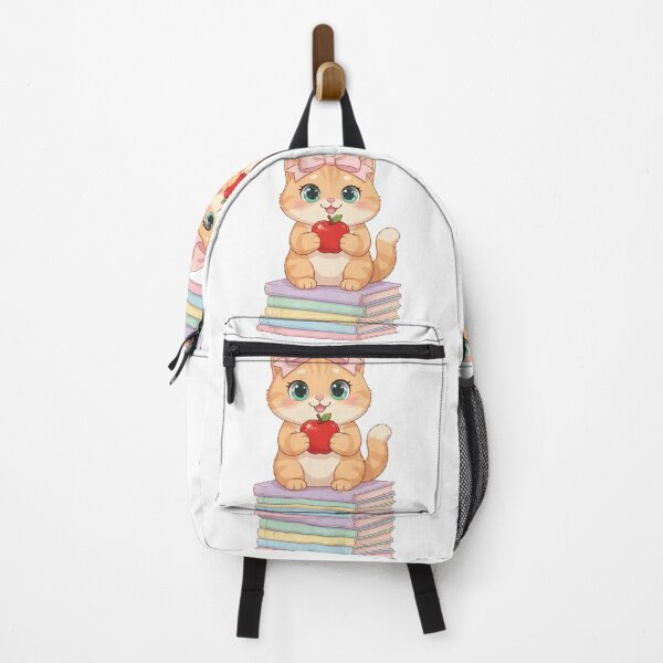 Item preview, Kawaii Cat With Apple On Stack Of Books designed and sold by Luna's World - Moody Vibes Studio.