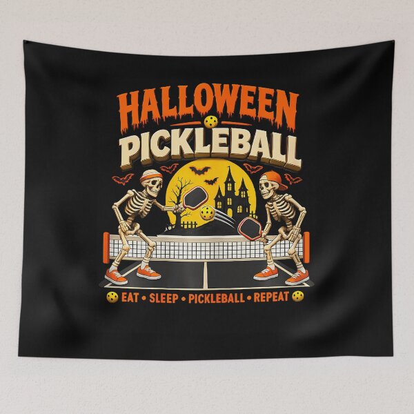 Item preview, Funny Halloween Pickleball Game Skeletons And Pickle Ball designed and sold by Apparel-Vortex.