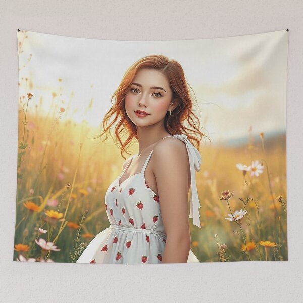 Item preview, Strawberry Dress Girl Summer Field designed and sold by IntelliMindDesigns.
