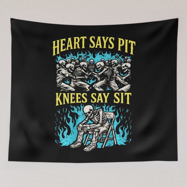 Item preview, Heart Says Pit Knees Say Sit Skeleton designed and sold by Apparel-Vortex.