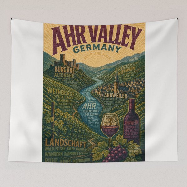 Item preview, Ahr Valley Rhineland Palatinate Germany Wine Region designed and sold by Places On Earth.