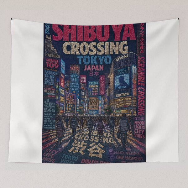 Item preview, Shibuya Crossing Tokyo Japan Neon City District designed and sold by Places On Earth.