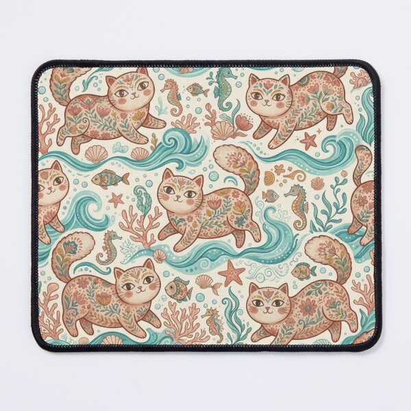 Item preview, Cute Ocean Cat Seamless Pattern designed and sold by Iampoji.