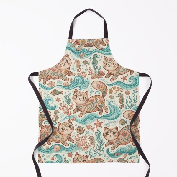 Item preview, Cute Ocean Cat Seamless Pattern designed and sold by Iampoji.