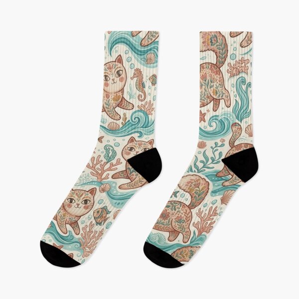 Item preview, Cute Ocean Cat Seamless Pattern designed and sold by Iampoji.
