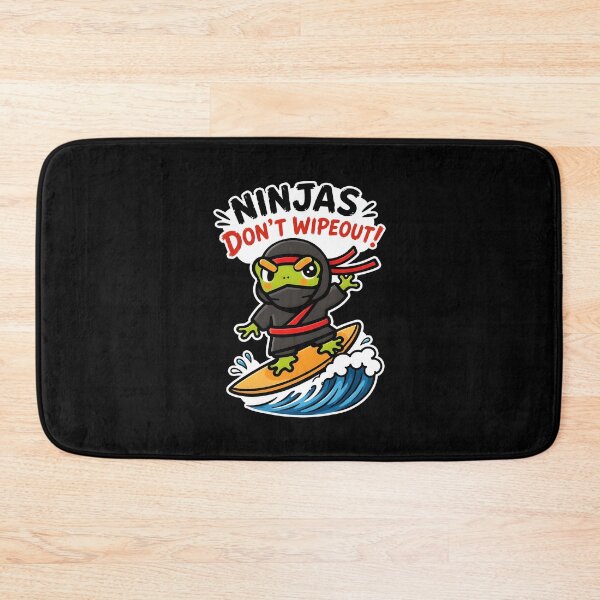 Item preview, Funny Ninja Frog Surfing Wipeout designed and sold by Canvas-Whispers.