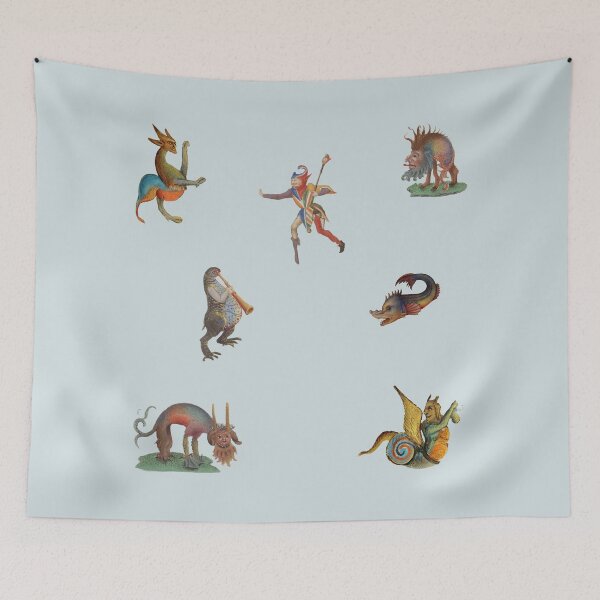Item preview, rainbow-colored medieval creatures sticker set designed and sold by mooneko.