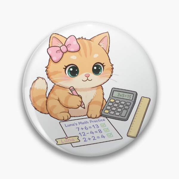Item preview, Kawaii Cat Doing Math Homework With Calculator designed and sold by Moody Vibes Studio.