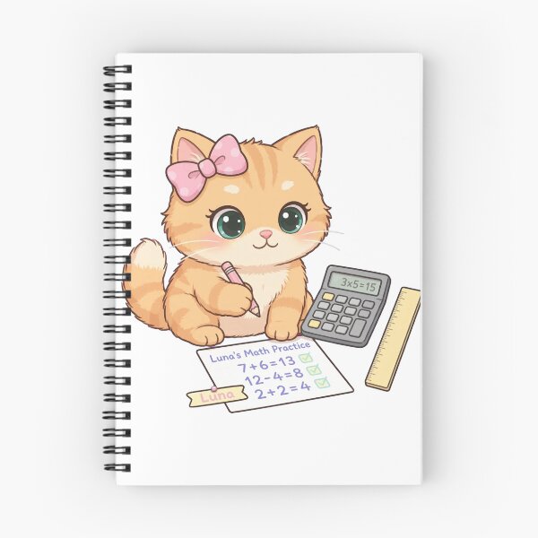 Item preview, Kawaii Cat Doing Math Homework With Calculator designed and sold by Moody Vibes Studio.