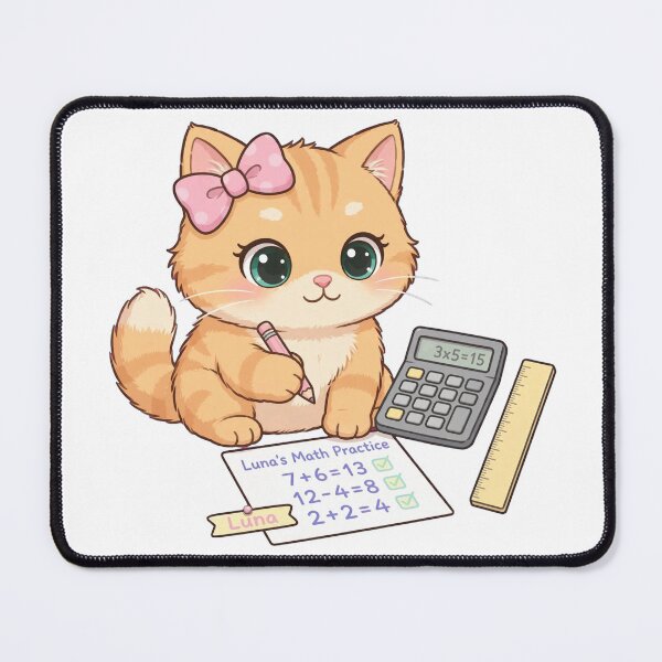 Item preview, Kawaii Cat Doing Math Homework With Calculator designed and sold by Luna's World .