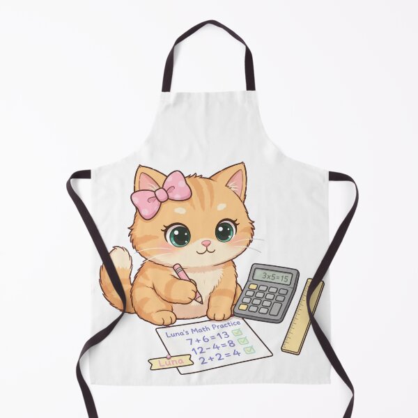 Item preview, Kawaii Cat Doing Math Homework With Calculator designed and sold by Luna's World - Moody Vibes Studio.