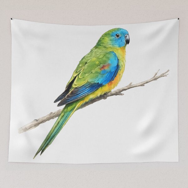 Aperçu de l'œuvre Turquoise Parrot Watercolour Illustration créée et vendue par Jaruart.