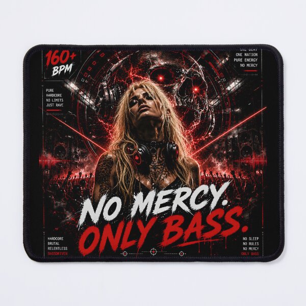 Item preview, No Mercy. Only bass. – Red Hardcore Techno Artwork designed and sold by Peter Kaul.