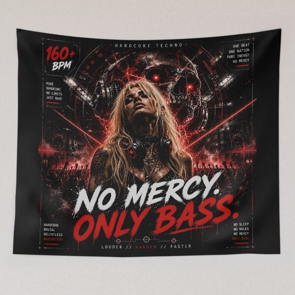Item preview, No Mercy. Only bass. – Red Hardcore Techno Artwork designed and sold by Peter Kaul.