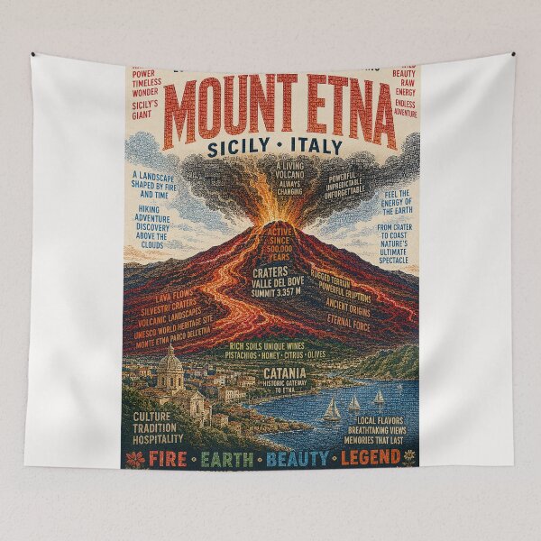 Item preview, Mount Etna Sicily Italy Volcano Above Catania and Valle del Bove designed and sold by Places On Earth.