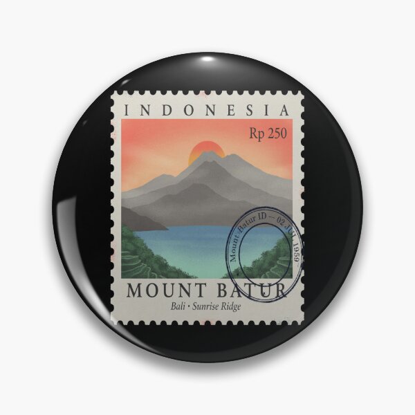Item preview, Mount Batur Bali Volcano Sunrise Ridge Stamp Sticker designed and sold by stickercuffs.