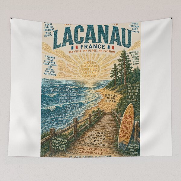 Item preview, Lacanau France Atlantic Coast Surf Destination and Nouvelle Aquitaine Beaches designed and sold by Places On Earth.