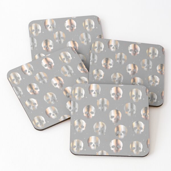 Item preview, Metallic Skull Pattern on Silver Gray designed and sold by Little Wimbly.