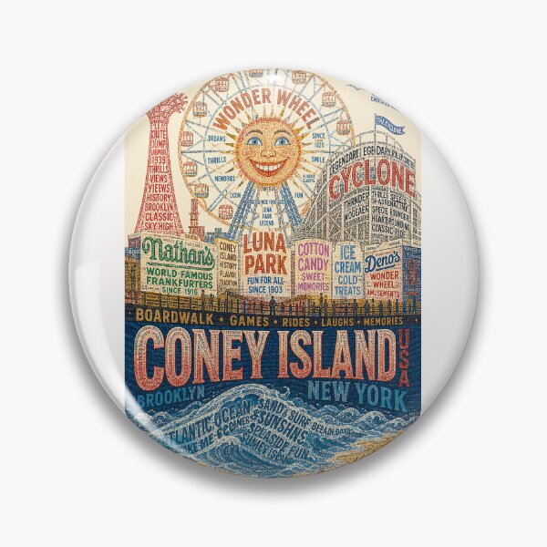 Item preview, Coney Island Brooklyn New York Luna Park Cyclone and Wonder Wheel designed and sold by Places On Earth.