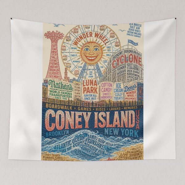 Item preview, Coney Island Brooklyn New York Luna Park Cyclone and Wonder Wheel designed and sold by Places On Earth.