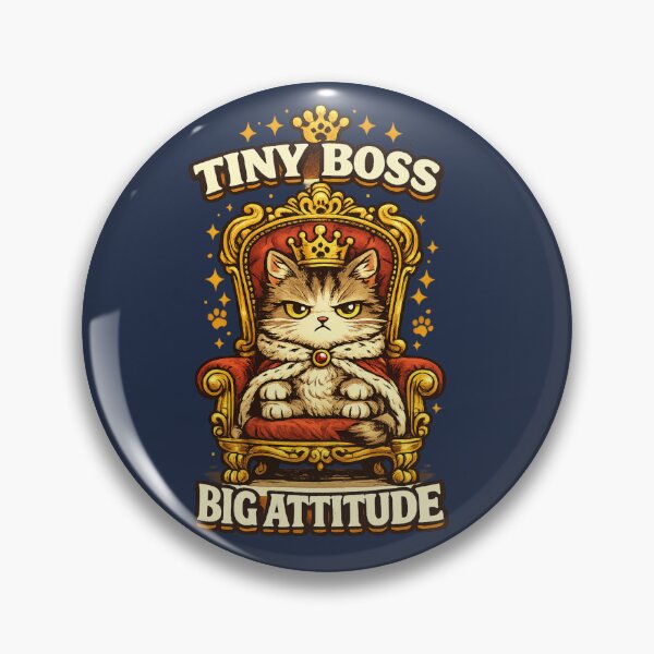Item preview, Tiny Boss Big Attitude Funny Cat King Vintage Retro Cat Lover Design designed and sold by MartBook.