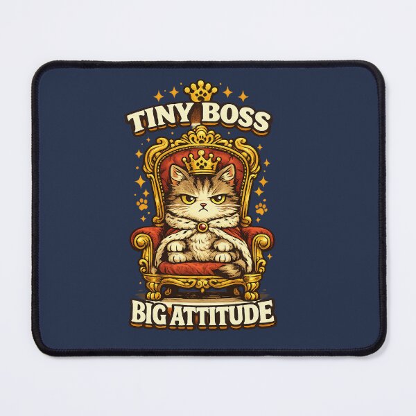 Item preview, Tiny Boss Big Attitude Funny Cat King Vintage Retro Cat Lover Design designed and sold by MartBook.