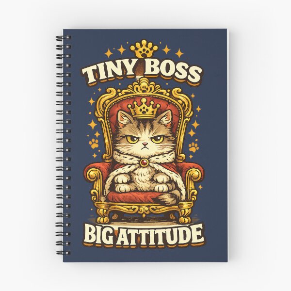 Item preview, Tiny Boss Big Attitude Funny Cat King Vintage Retro Cat Lover Design designed and sold by MartBook.