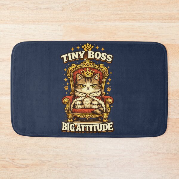 Item preview, Tiny Boss Big Attitude Funny Cat King Vintage Retro Cat Lover Design designed and sold by MartBook.