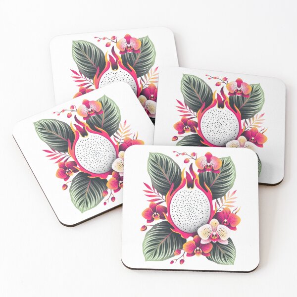 Item preview, Vibrant Tropical Dragon Fruit and Orchid Flowers Graphic designed and sold by DiNata.