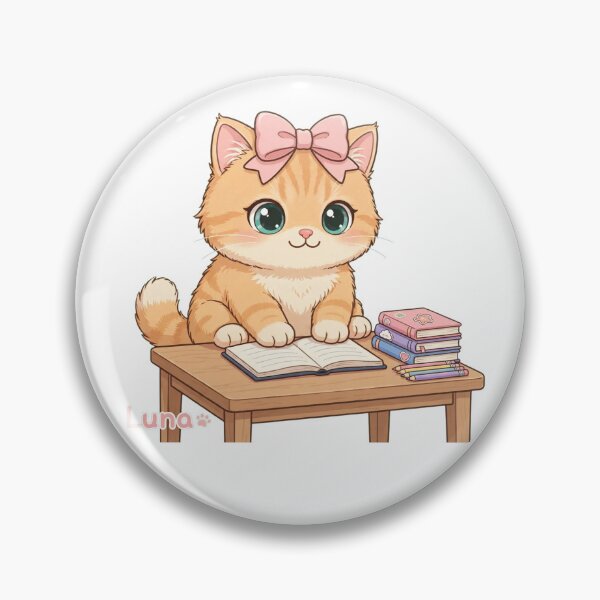 Artikelvorschau, Kawaii-Katze lernt am Schreibtisch mit Notizbuch entworfen und verkauft von Luna's World .