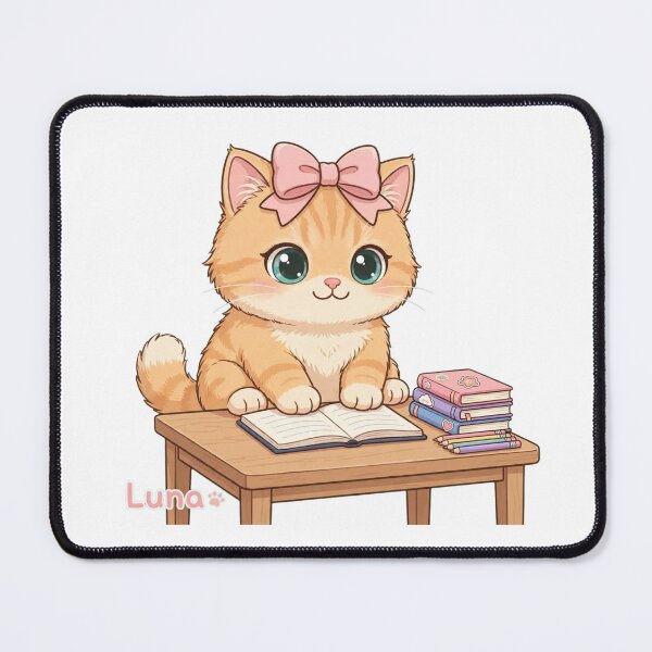 Item preview, Kawaii Cat Studying At Desk With Notebook designed and sold by Moody Vibes Studio.