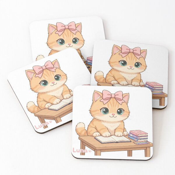Item preview, Kawaii Cat Studying At Desk With Notebook designed and sold by Moody Vibes Studio.