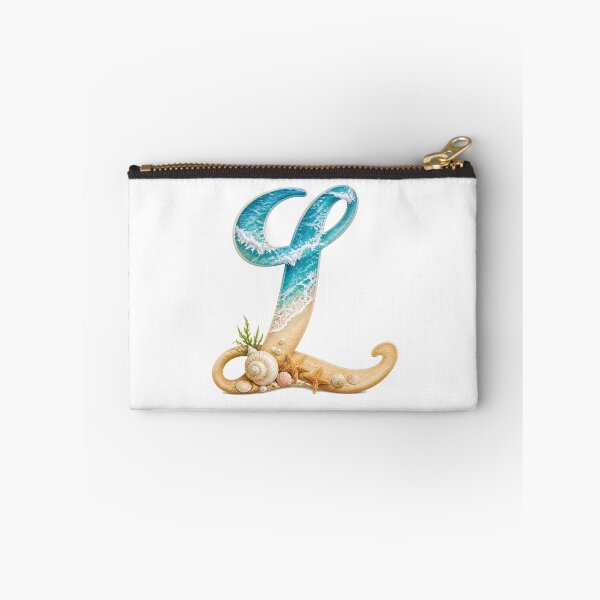 Item preview, Calligraphy Letter with Ocean Waves and Beach Details Letter L transparent bg designed and sold by Lucia Amaris Art.