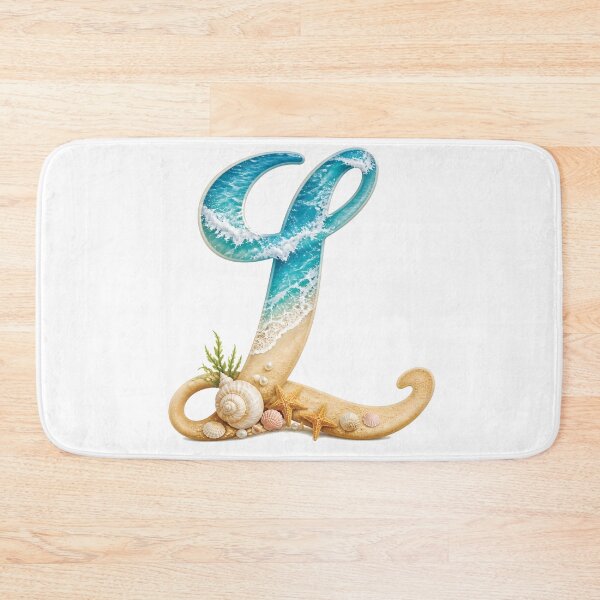Item preview, Calligraphy Letter with Ocean Waves and Beach Details Letter L transparent bg designed and sold by Lucia Amaris Art.