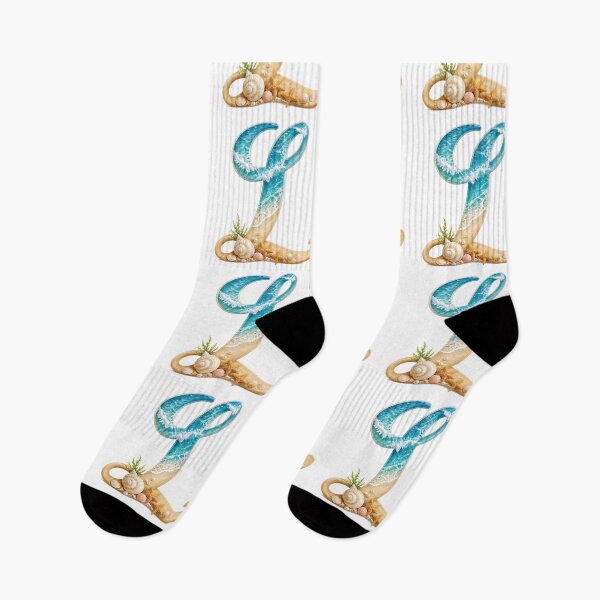 Item preview, Calligraphy Letter with Ocean Waves and Beach Details Letter L transparent bg designed and sold by Lucia Amaris Art.