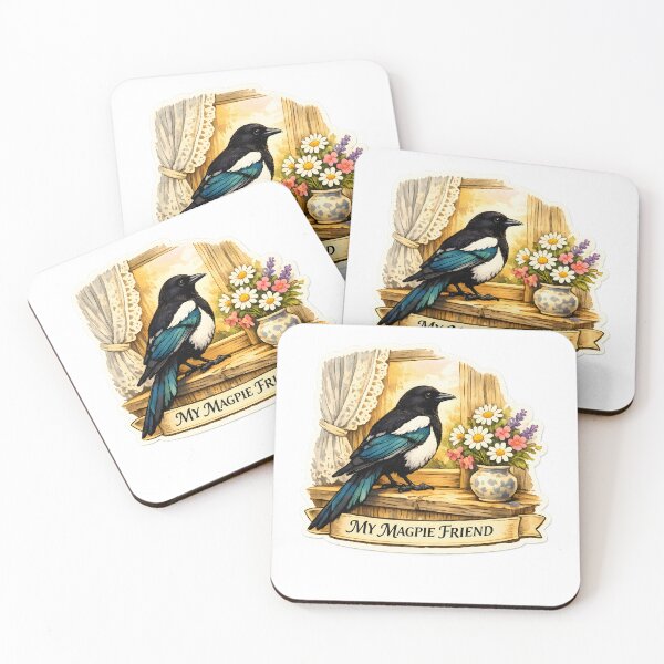 Item preview, Cozy Cottage Magpie Window Watercolor designed and sold by MustHaveVibes.