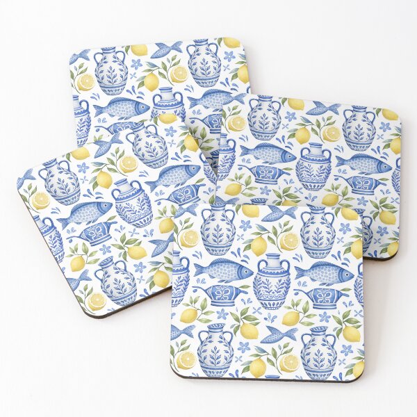 Item preview, Santorini Coastal Garden – Greek Watercolor Seamless Pattern designed and sold by Jandedan.