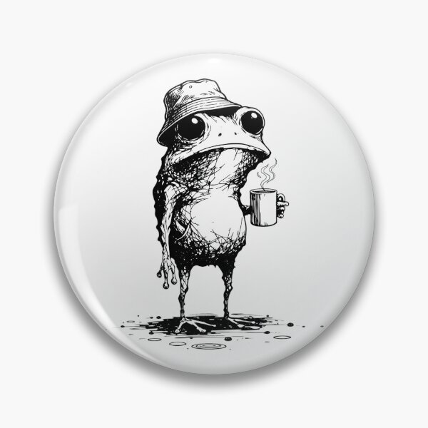 Item preview, Funny Grumpy Frog Drinking Coffee Toad designed and sold by hugoinkcoast.
