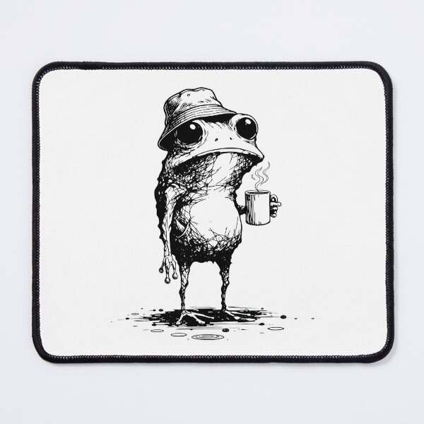Item preview, Funny Grumpy Frog Drinking Coffee Toad designed and sold by hugoinkcoast.