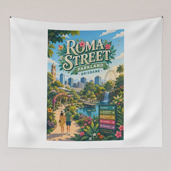Item preview, Roma Street Parkland Brisbane Gardens and City Skyline designed and sold by Aryabek.