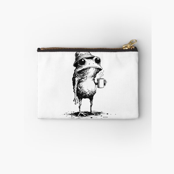 Item preview, Funny Grumpy Frog Drinking Coffee Toad designed and sold by hugoinkcoast.