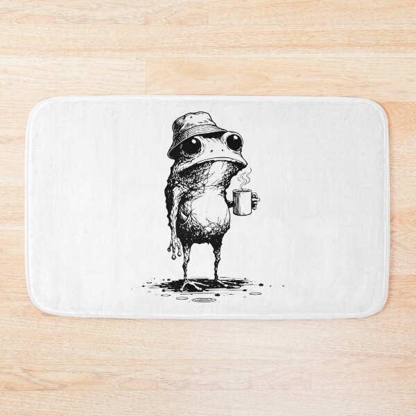 Item preview, Funny Grumpy Frog Drinking Coffee Toad designed and sold by hugoinkcoast.
