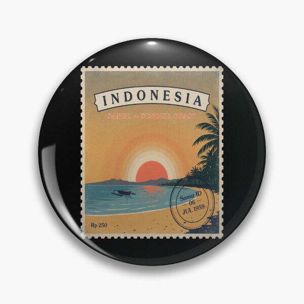 Item preview, Sanur Bali Sunrise Lagoon Palm Coast Stamp Sticker designed and sold by stickercuffs.