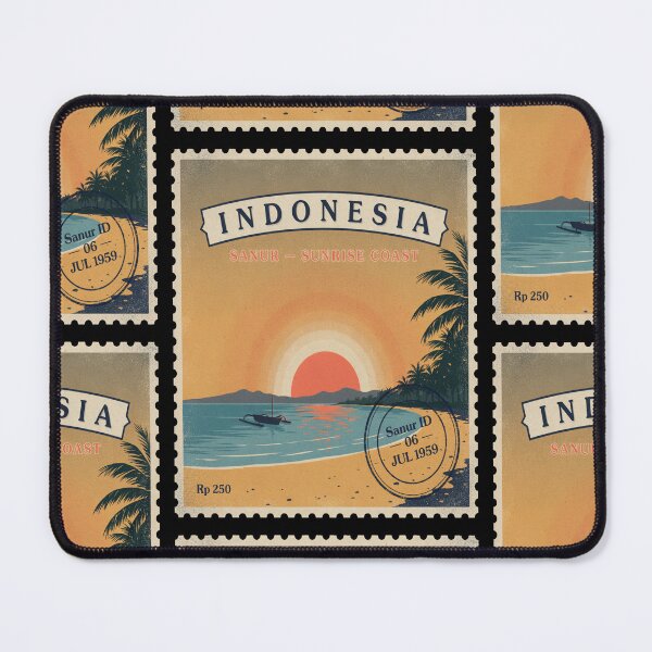 Item preview, Sanur Bali Sunrise Lagoon Palm Coast Stamp Sticker designed and sold by stickercuffs.