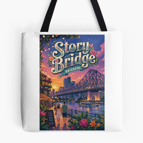 Item preview, Story Bridge Brisbane River and Kangaroo Point Twilight designed and sold by Aryabek.