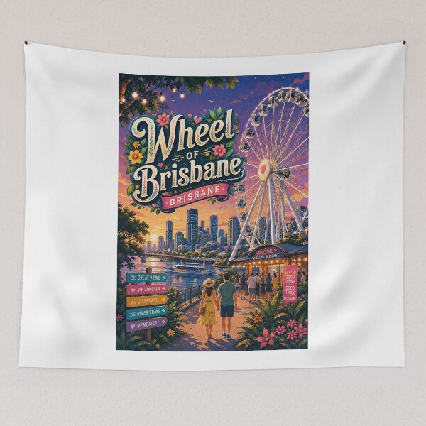 Item preview, Wheel of Brisbane South Bank Brisbane River Skyline designed and sold by Aryabek.