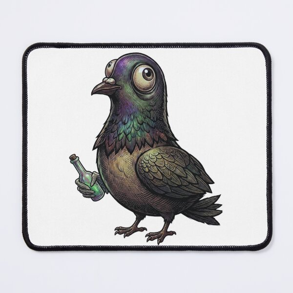 Item preview, Funny Pigeon Holding Magic Potion Bottle Woodcut Linocut Meme Art designed and sold by Daily-chaos.