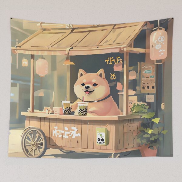 Item preview, Shiba's Matcha Boba Shop designed and sold by ONYX Pixee.