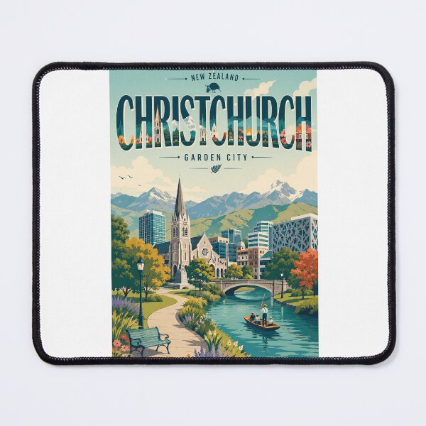 Item preview, Christchurch Garden City, Canterbury New Zealand with Avon River and Christchurch Cathedral designed and sold by Aryabek.